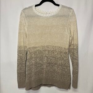 Minnie Rose Ombre Crewneck Sweater in Cream and Taupe